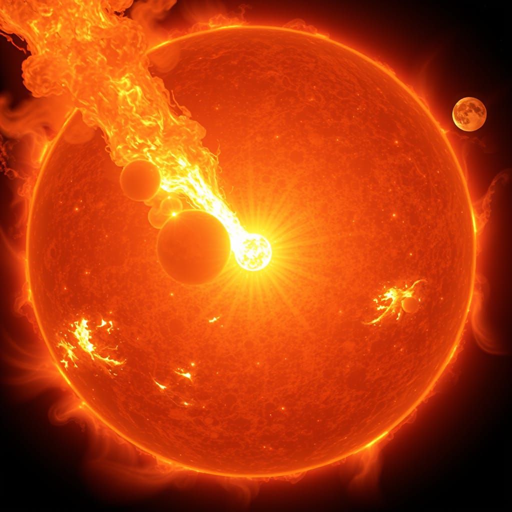 Solar Flare Eruption in Astral Cosmic Illustration