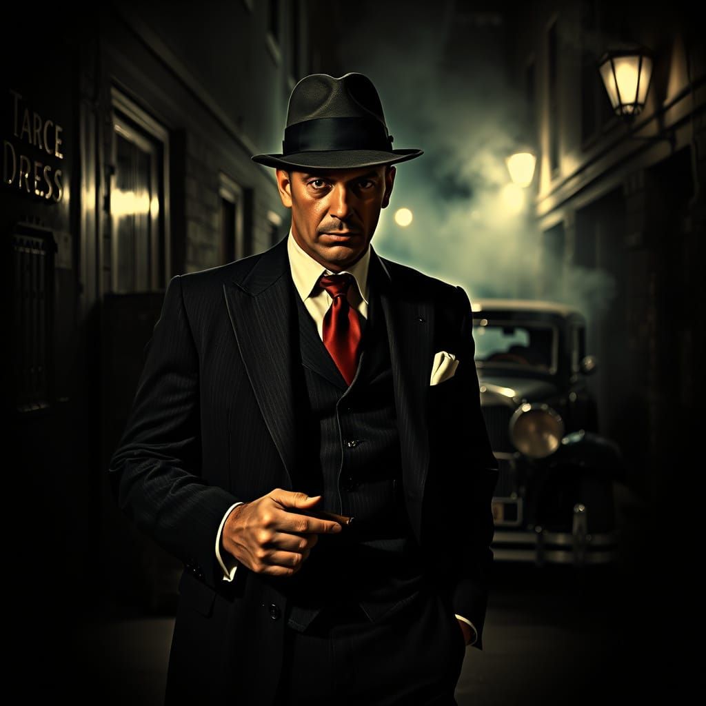 1920s Gangster in Film Noir Style