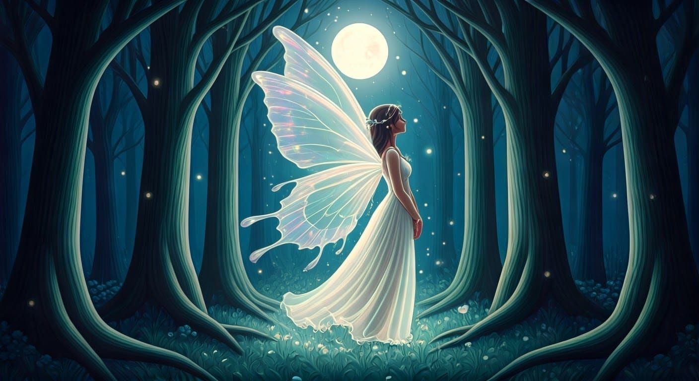 Luminous Fairy in Mystical Forest, Fantasy Art