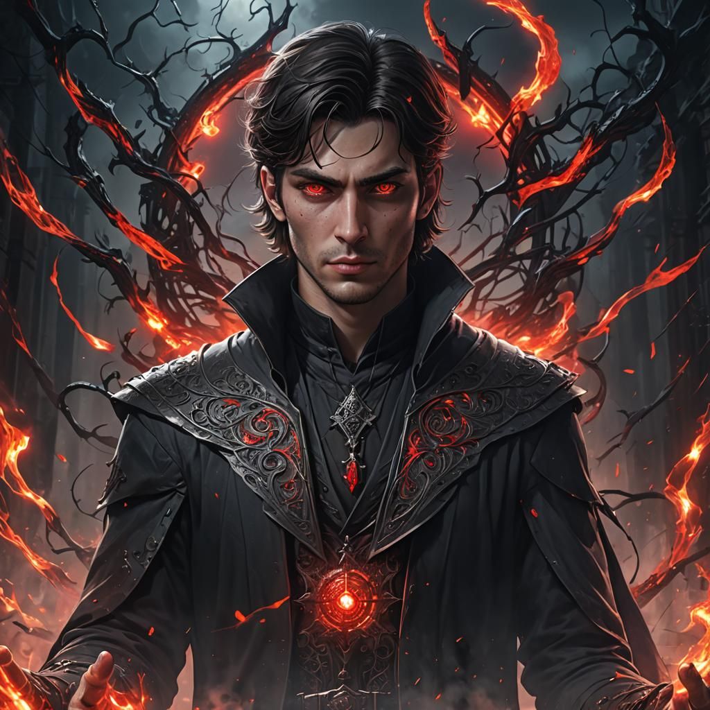 Man Summons a Nightmare Card in Fantasy Art