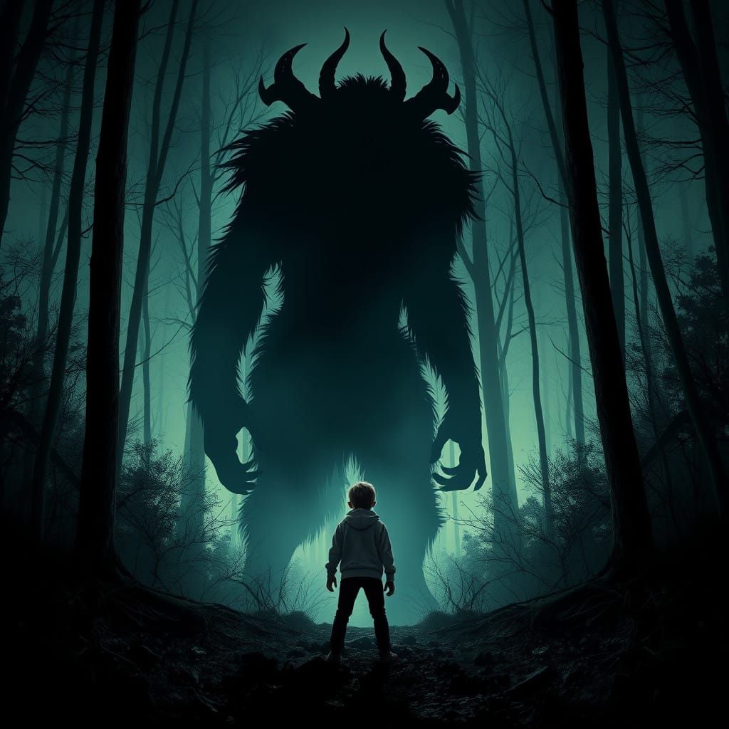 Epic Fantasy Shadow in Dark Forest as High-Quality Stock Pho...