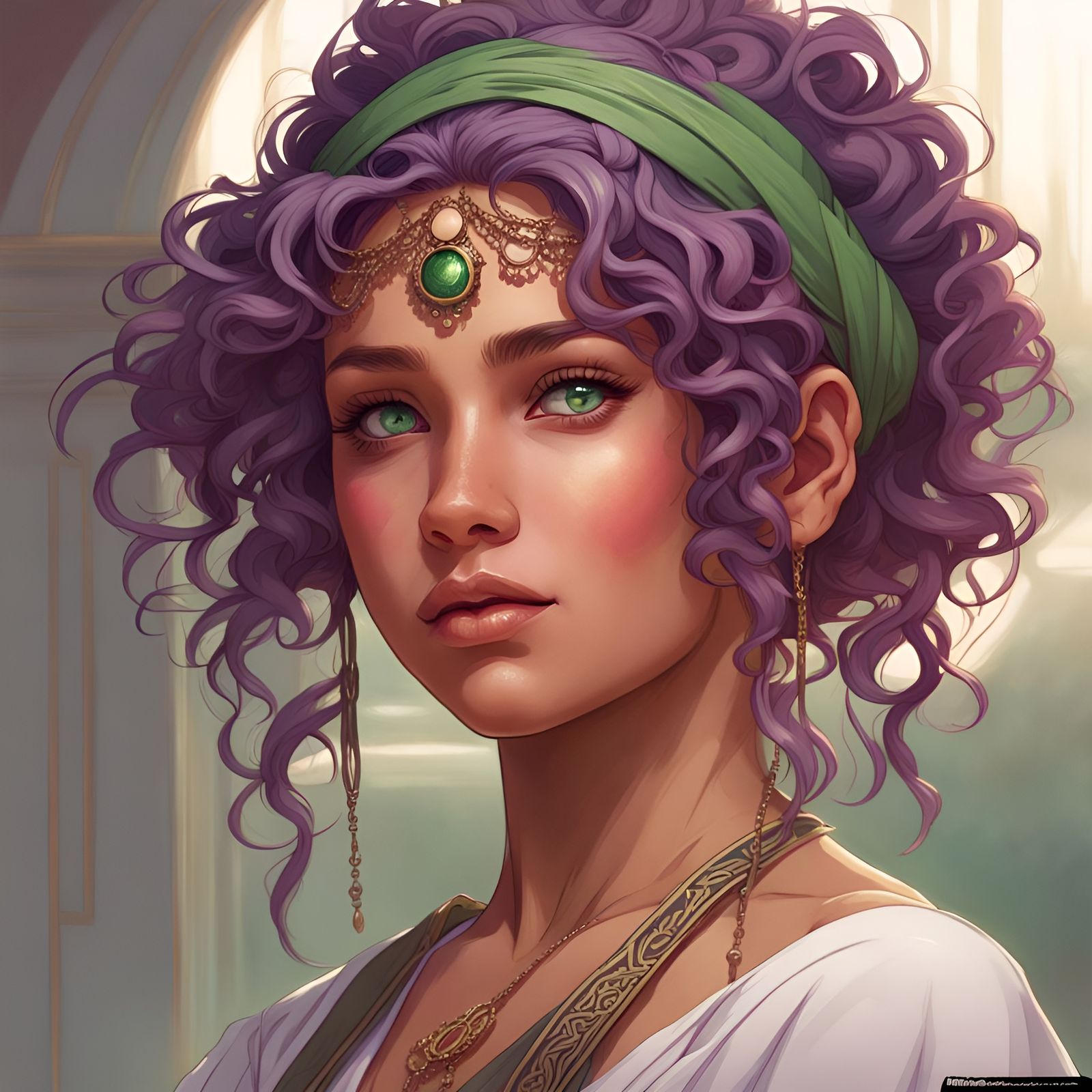 Purple Haired Girl Portrait in Hyperdetailed Style