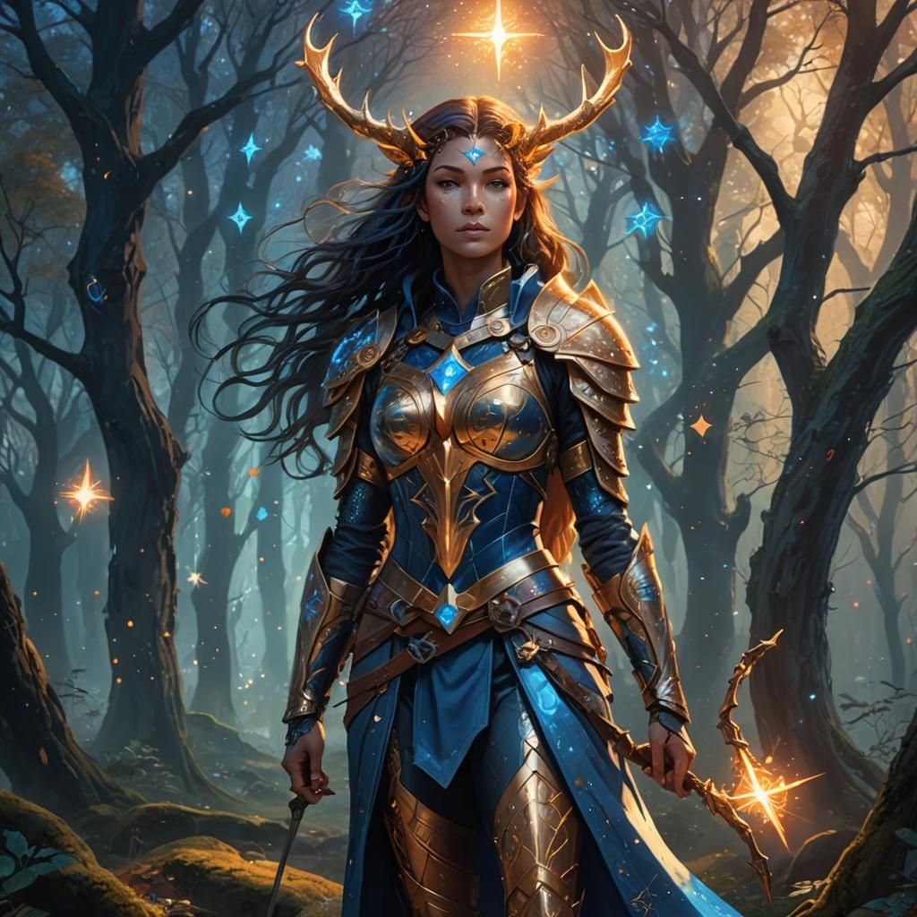 Sagittarius Woman in Mystical Forest: Fantasy Art