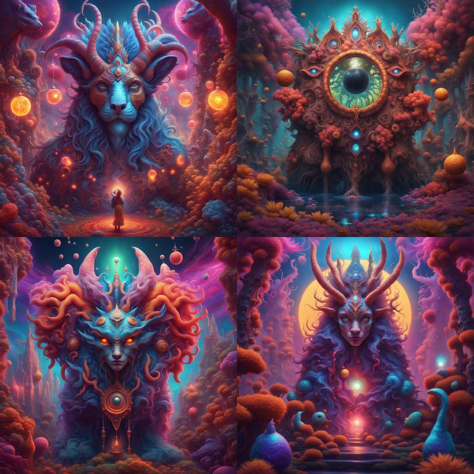 Psychedelic New Year Fantasy Dreamscape in Detailed Art