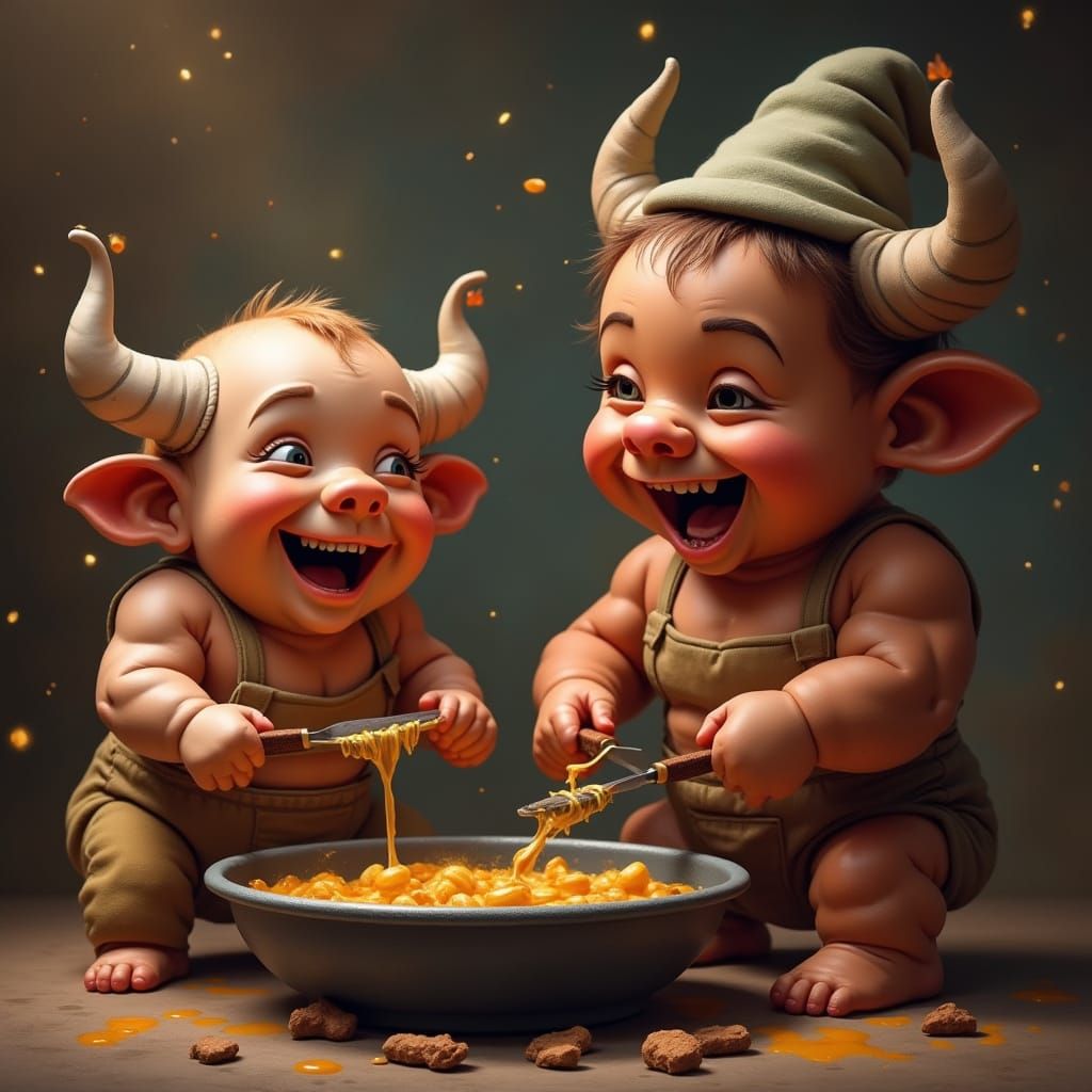 Baby Bull and Luchador Cook Together Laughing