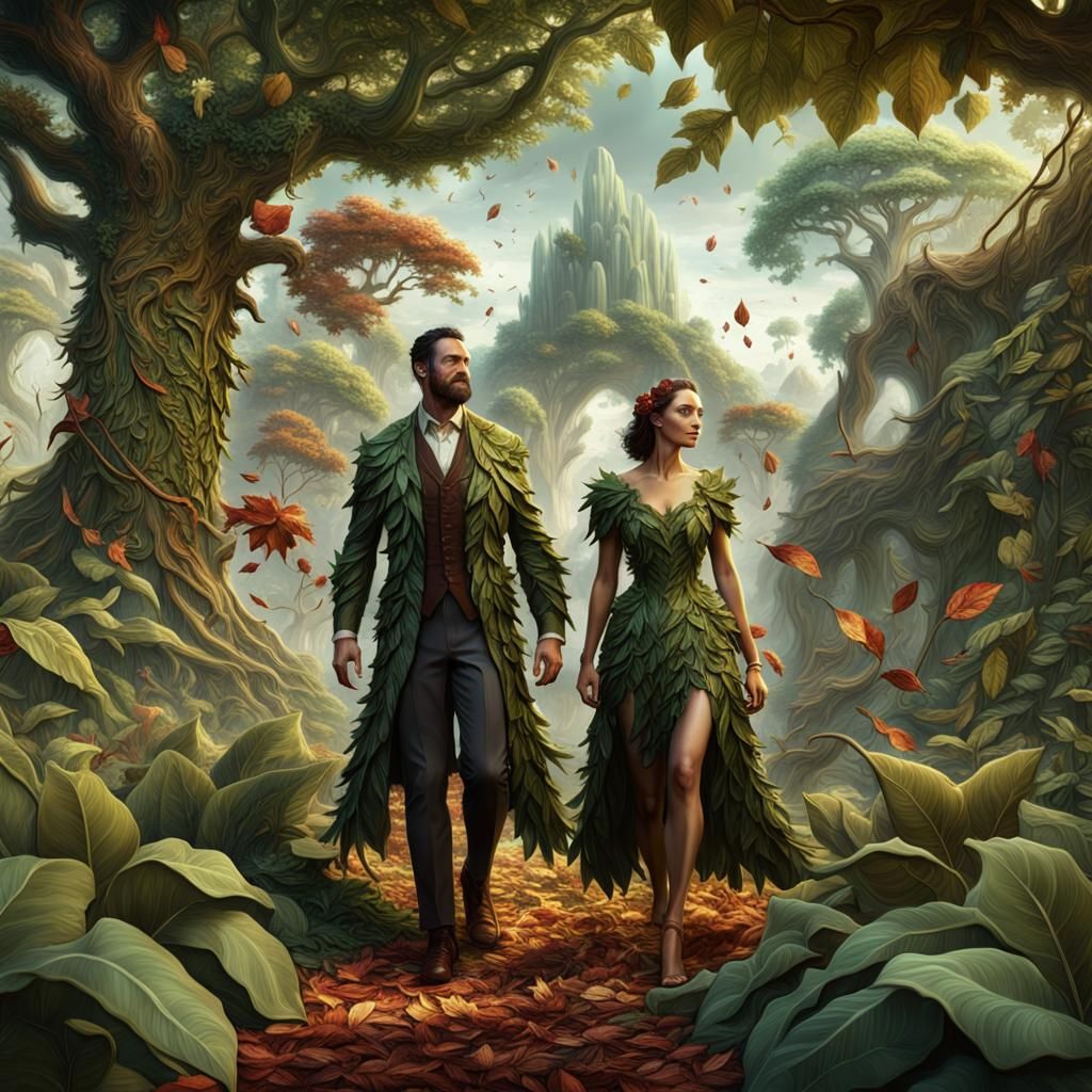 Adam and Eve in Eden: A Digital Painting