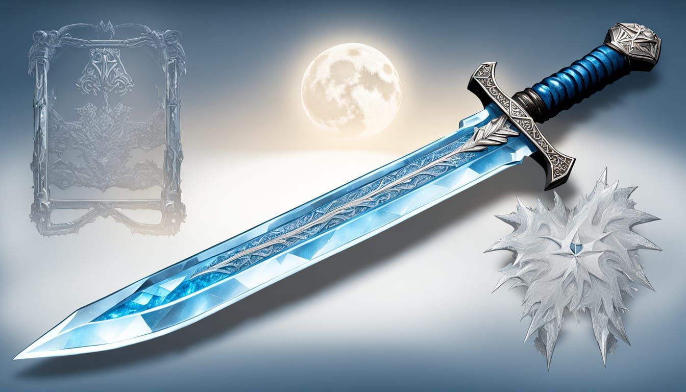 Ethereal Frost Dragon Sword with Ancient Rune Symbols