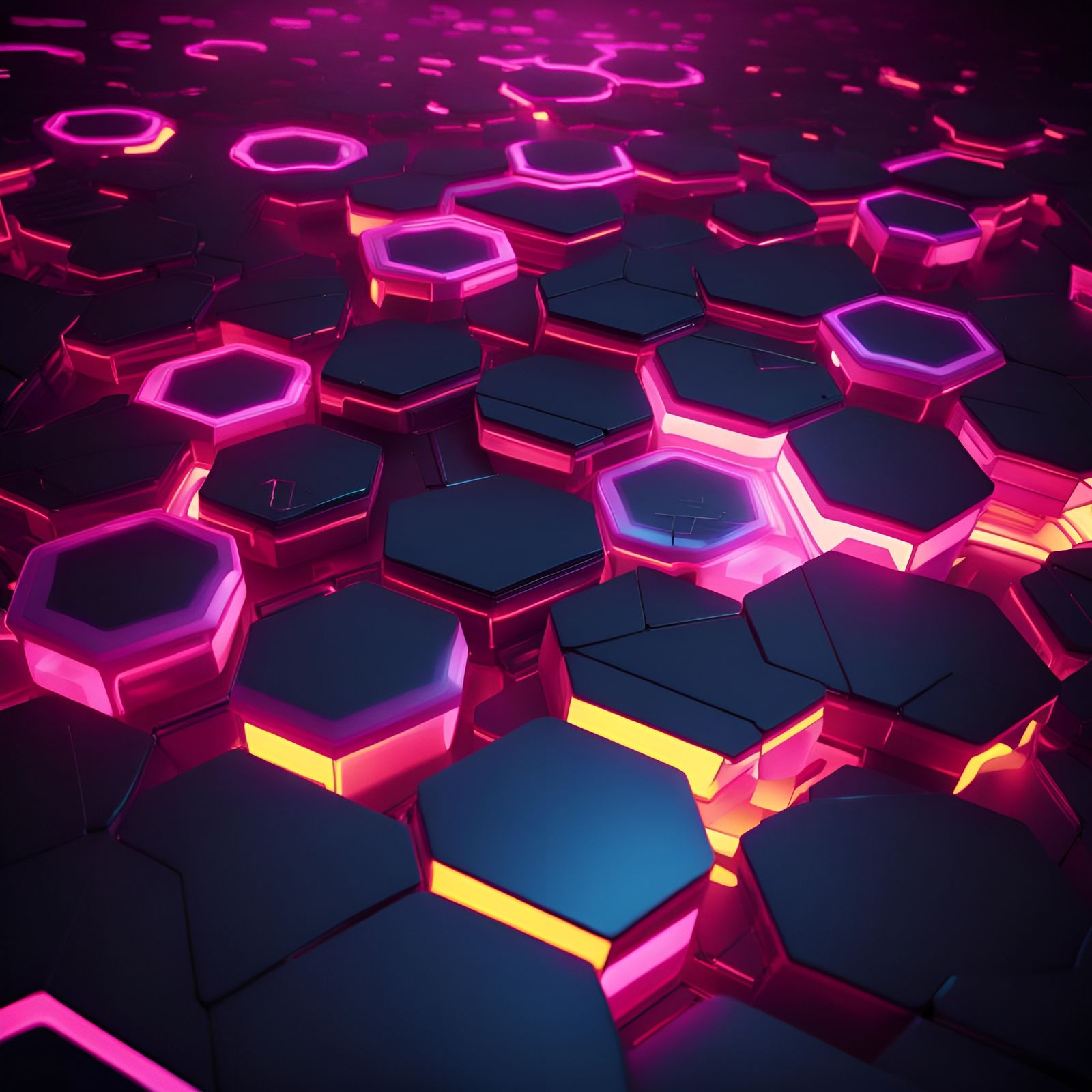 Futuristic Hexagonal Geometric Sci-Fi Advertisement in 3D