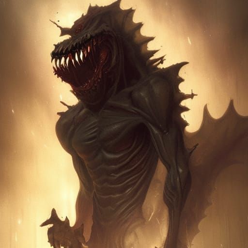 Sinister Humanoid Abomination with Fangs