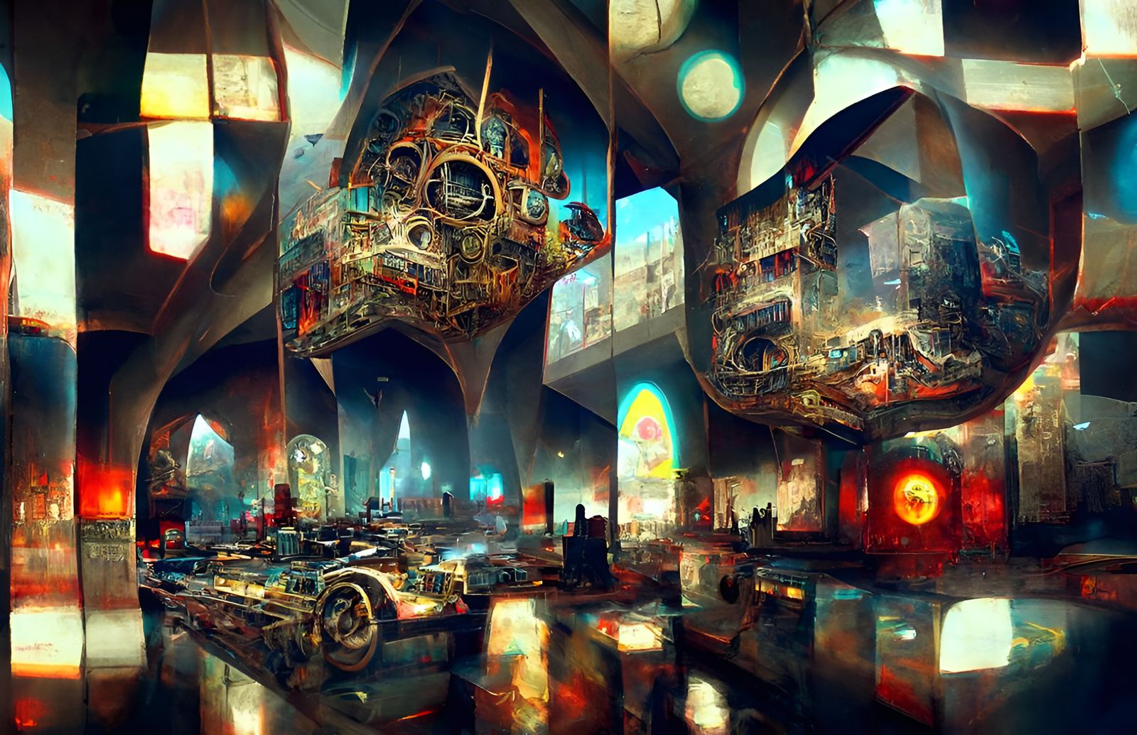 Dieselpunk Hell: A Film Noir Arcade Cathedral