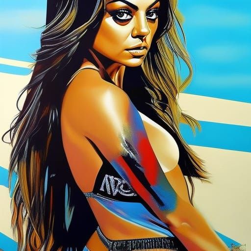 Colorful Graffiti Art of Woman in Bikini