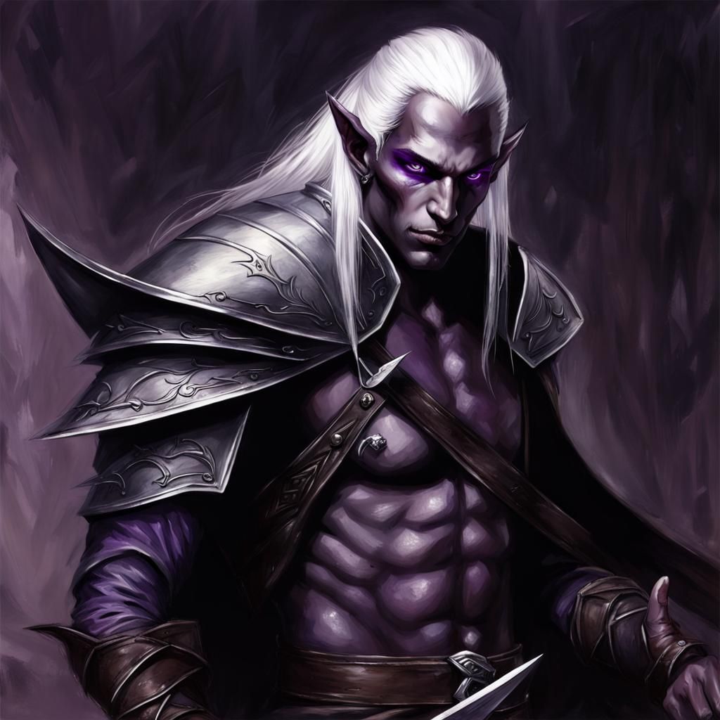 Dark Elf Warrior with Scimitar in Dark Fantasy Style