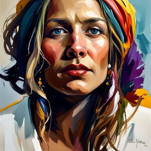 Gypsy Woman in Hyper-Realistic Impressionistic Style
