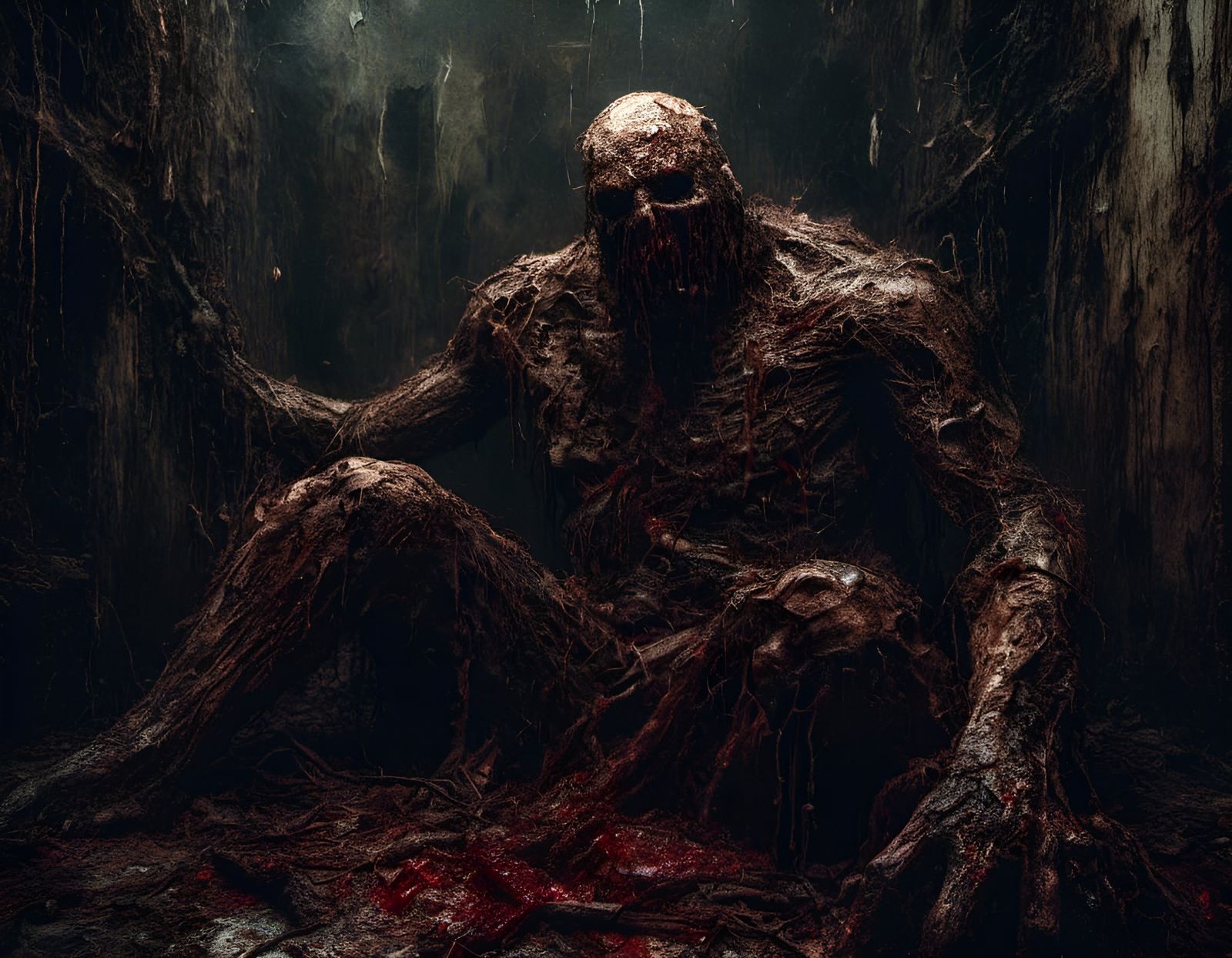 Macabre Golem with Dead Eyes Digital Illustration