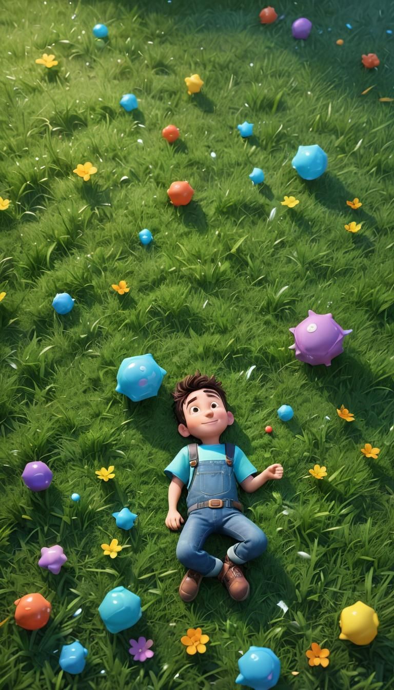 Person Lying in Rain: 3D Digital Art