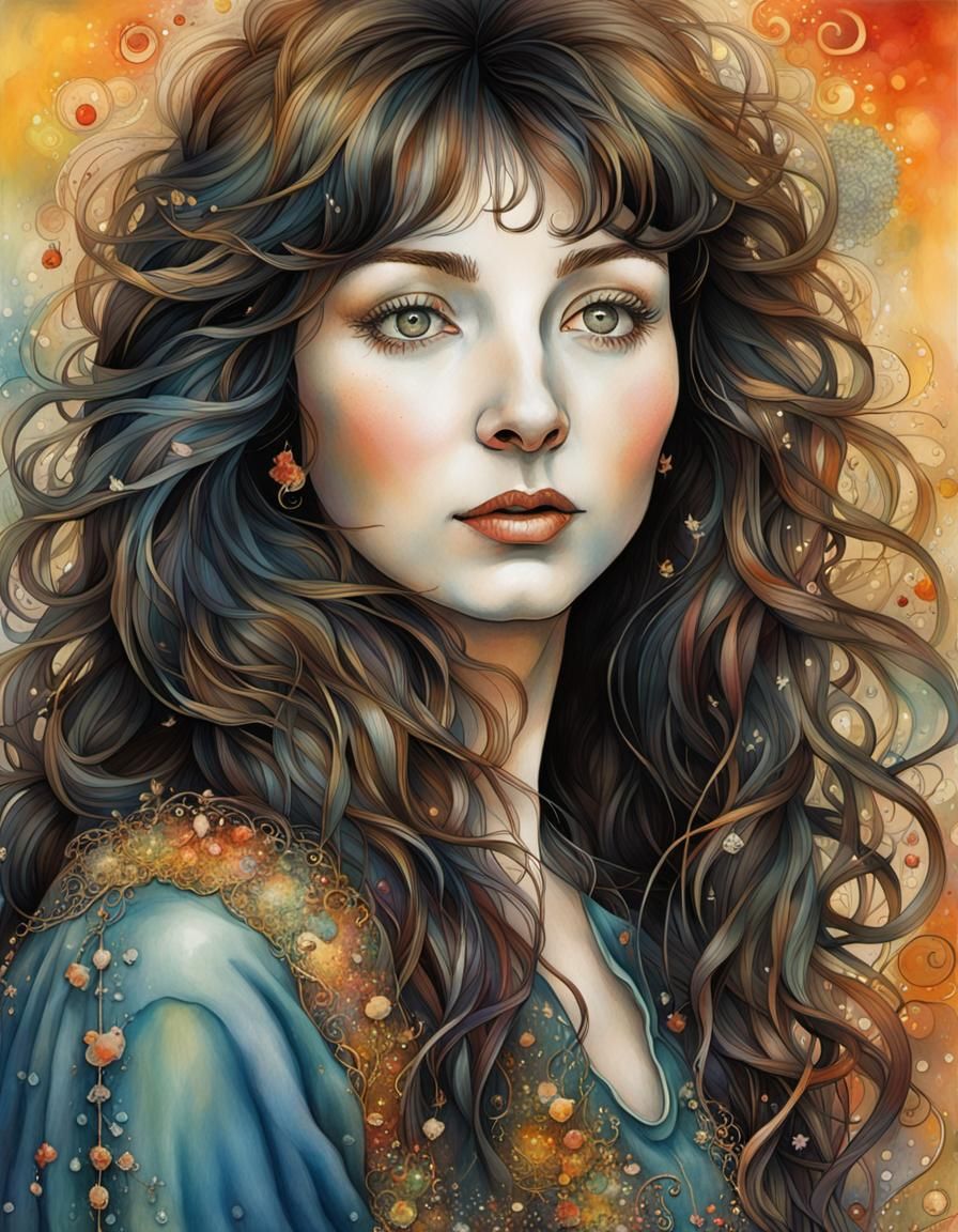 Kate Bush Portrait in Splash Art Style