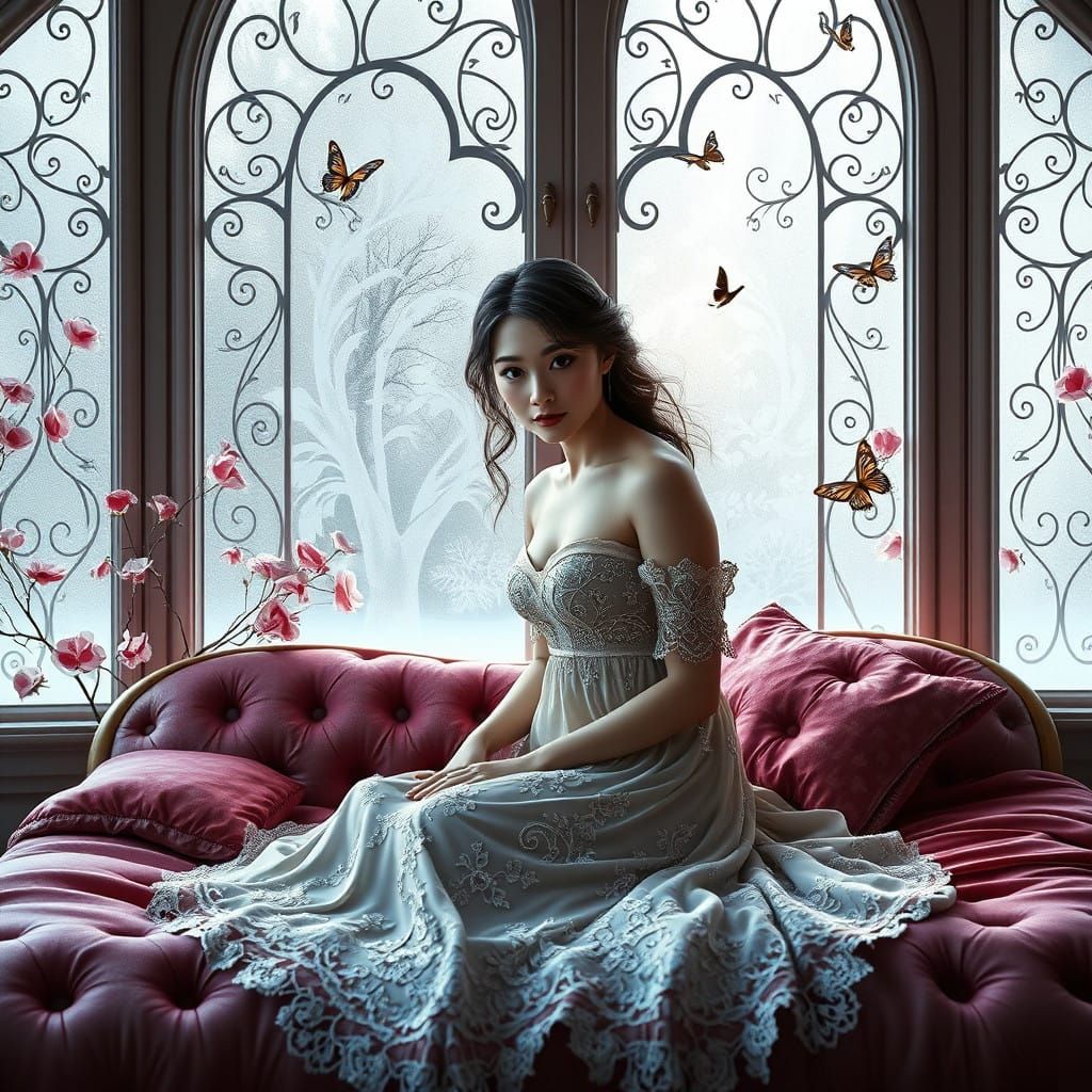 Victorian Bedroom Interior in Whimsical Flourish