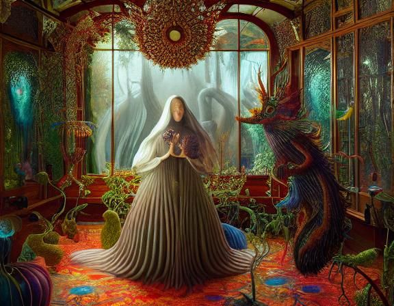 Surreal Fairytale Game with Ghostly Figure