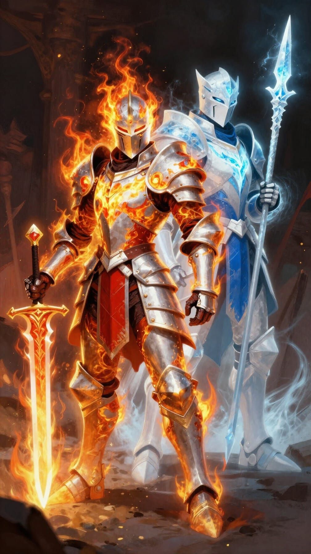 Epic Fantasy Knights: Fire and Ice on Battlefield
