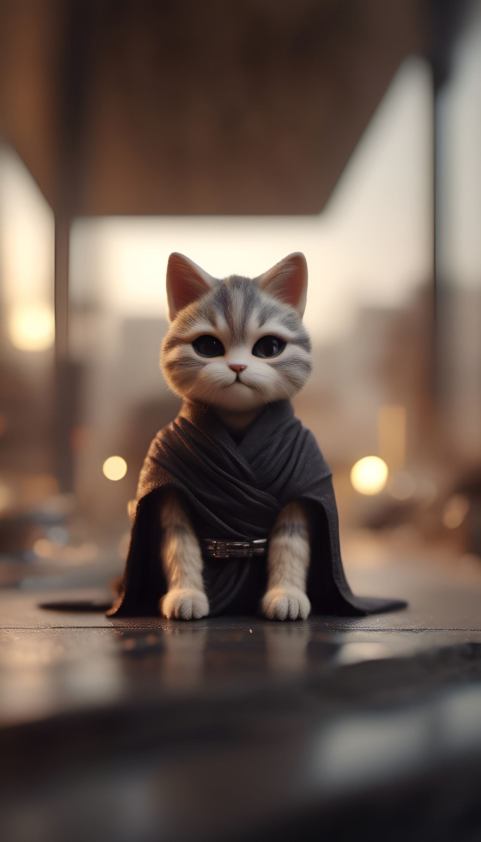 Jedi Cats in Brutalist Film Noir Style