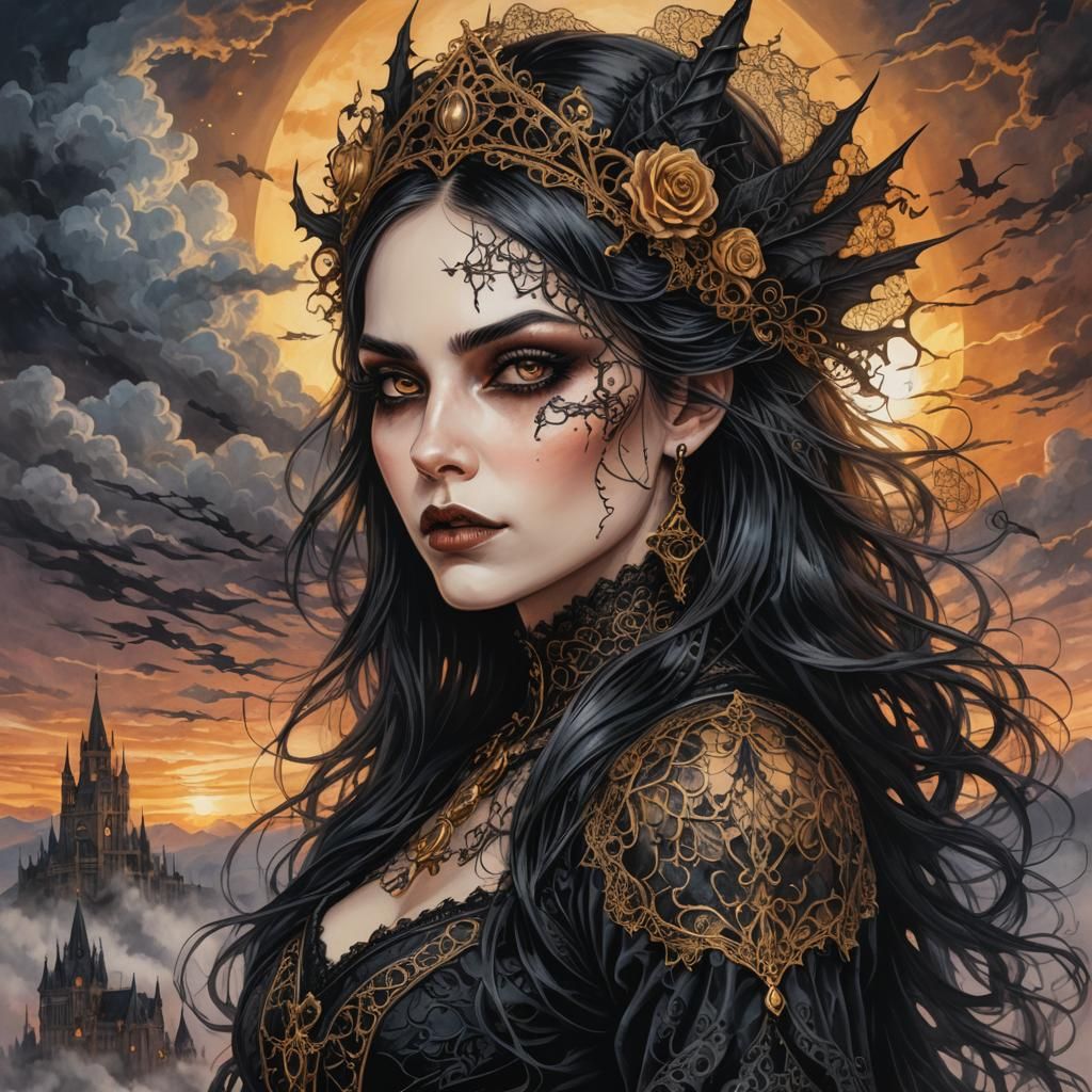 A Beautiful Goth Witch Queen