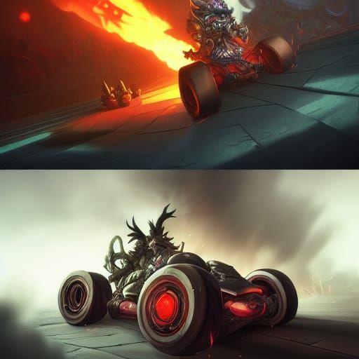 Mario Kart in Hell: Dark Fantasy Concept Art