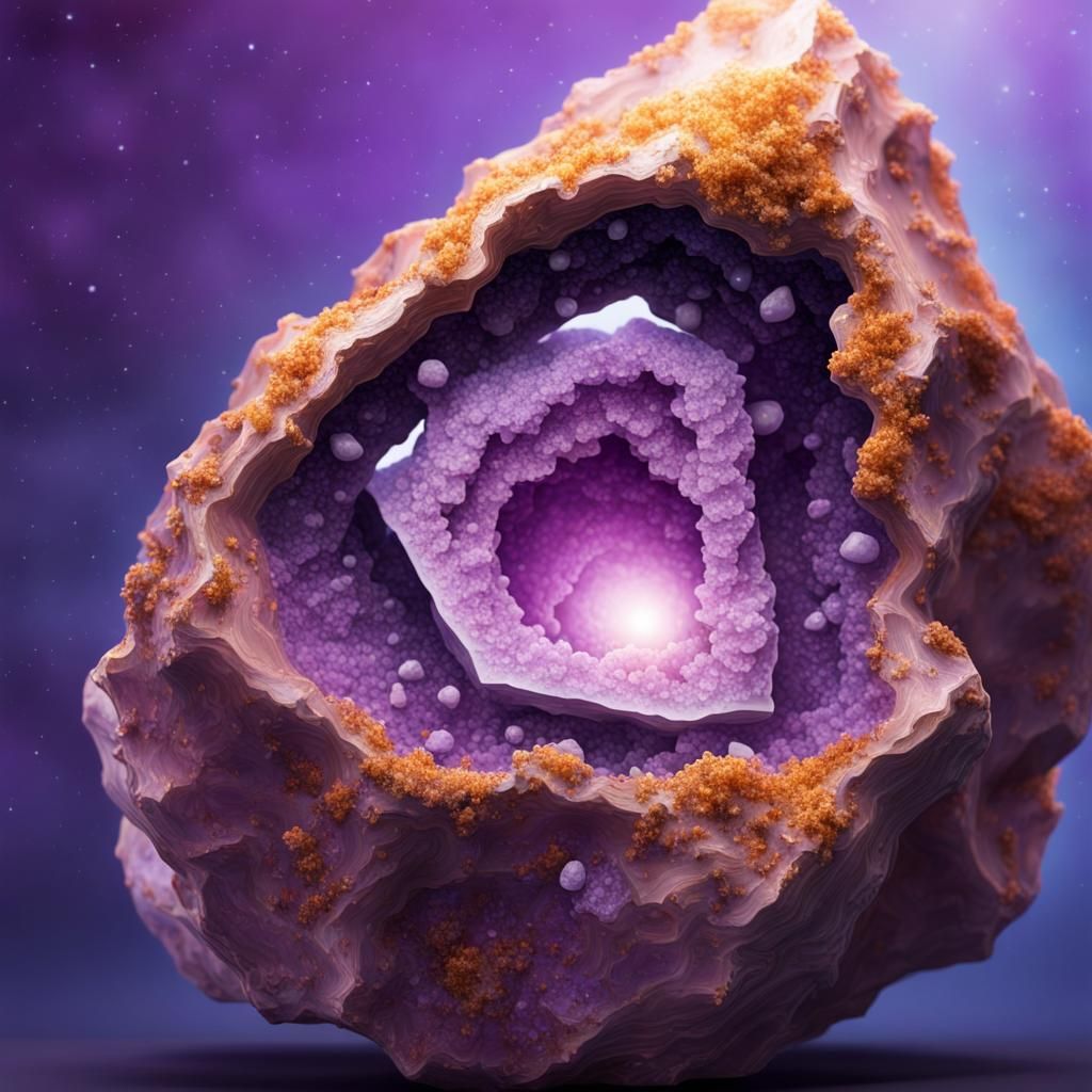 Geologist Discovering Amethyst Geode Universe: Hyperrealisti...