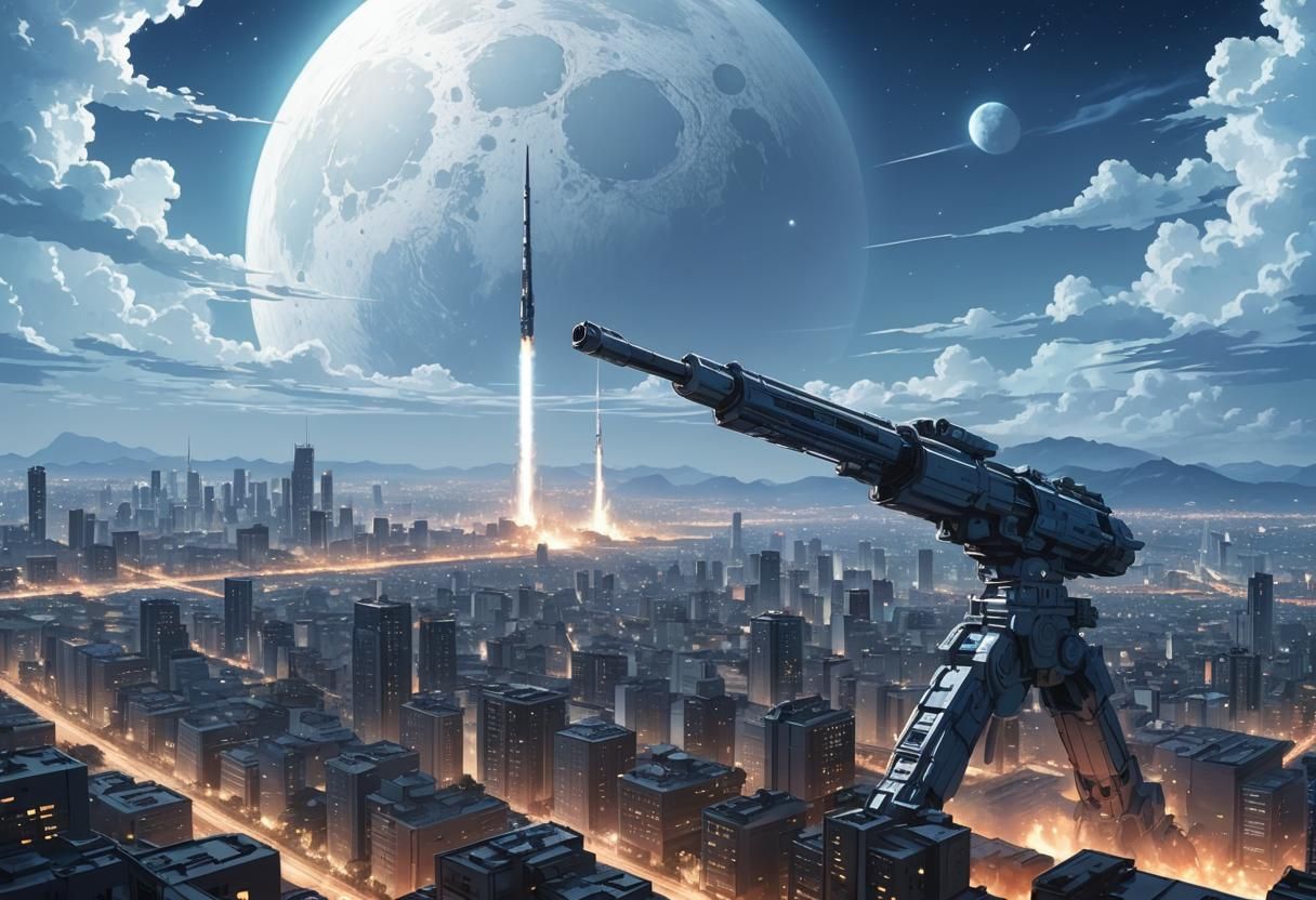 Planetary Railgun in Cel-Shaded Anime Style