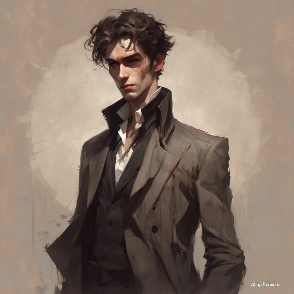 Confident Young Man Portrait in Anime Style