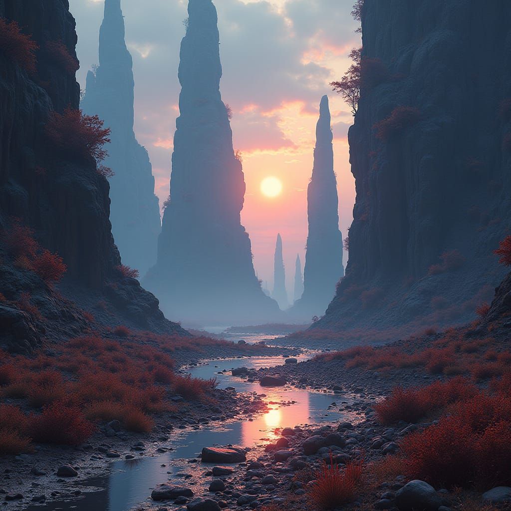 Otherworldly Landscape in Futuristic Splash Art Style