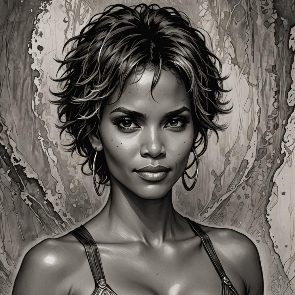 Halle Berry in Comic Book Style