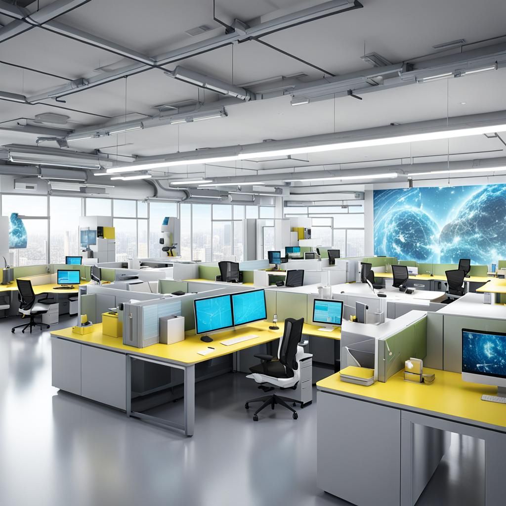 Futuristic Open Office: Robots and Humans in Harmony