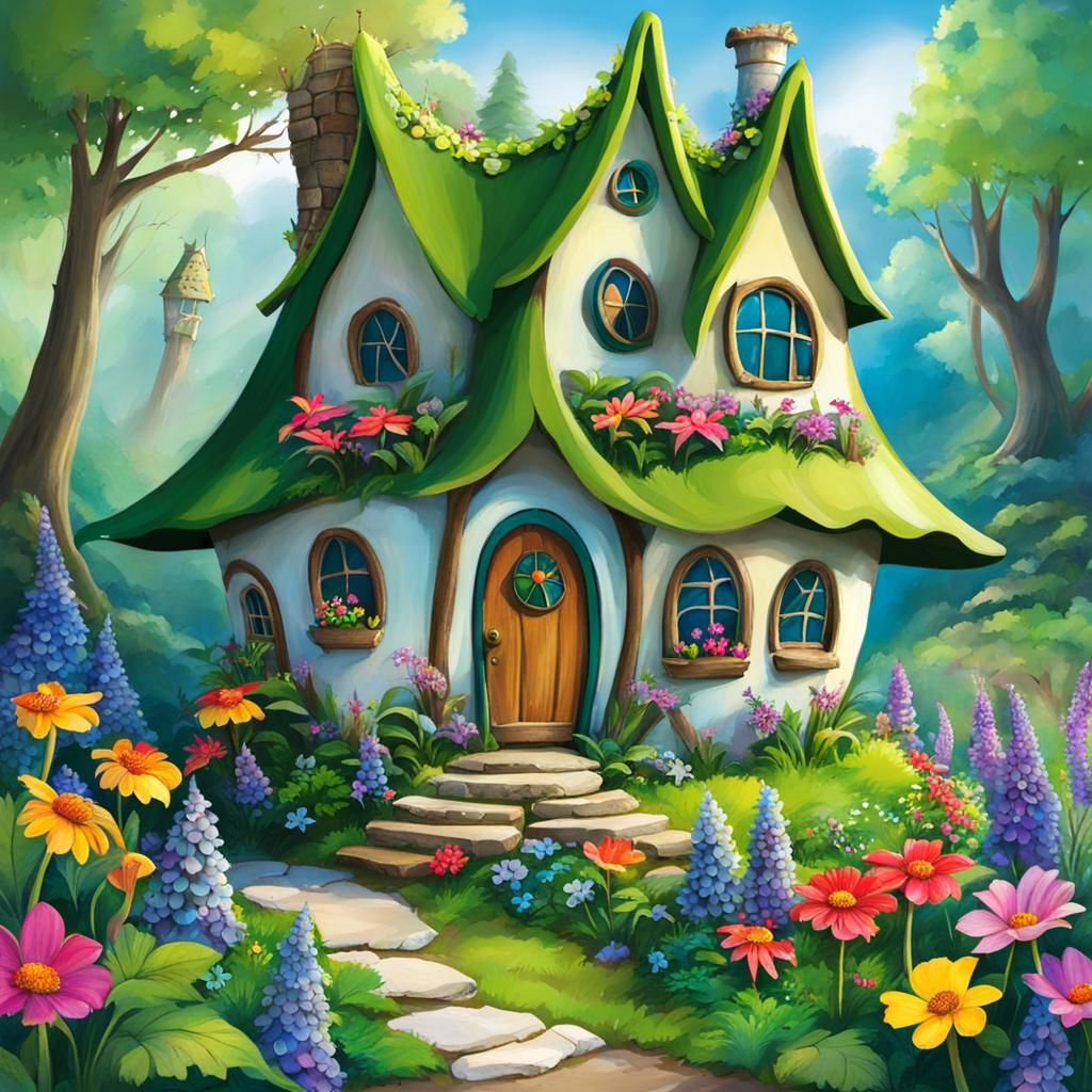 Enchanting Fairy House in Lush Garden