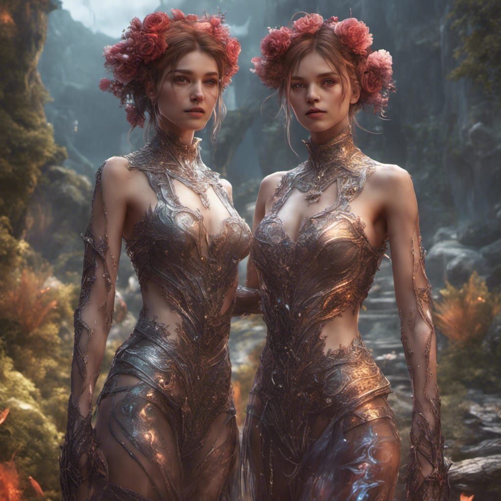 Fantastical Image of Two Women in a Digital Painting Style