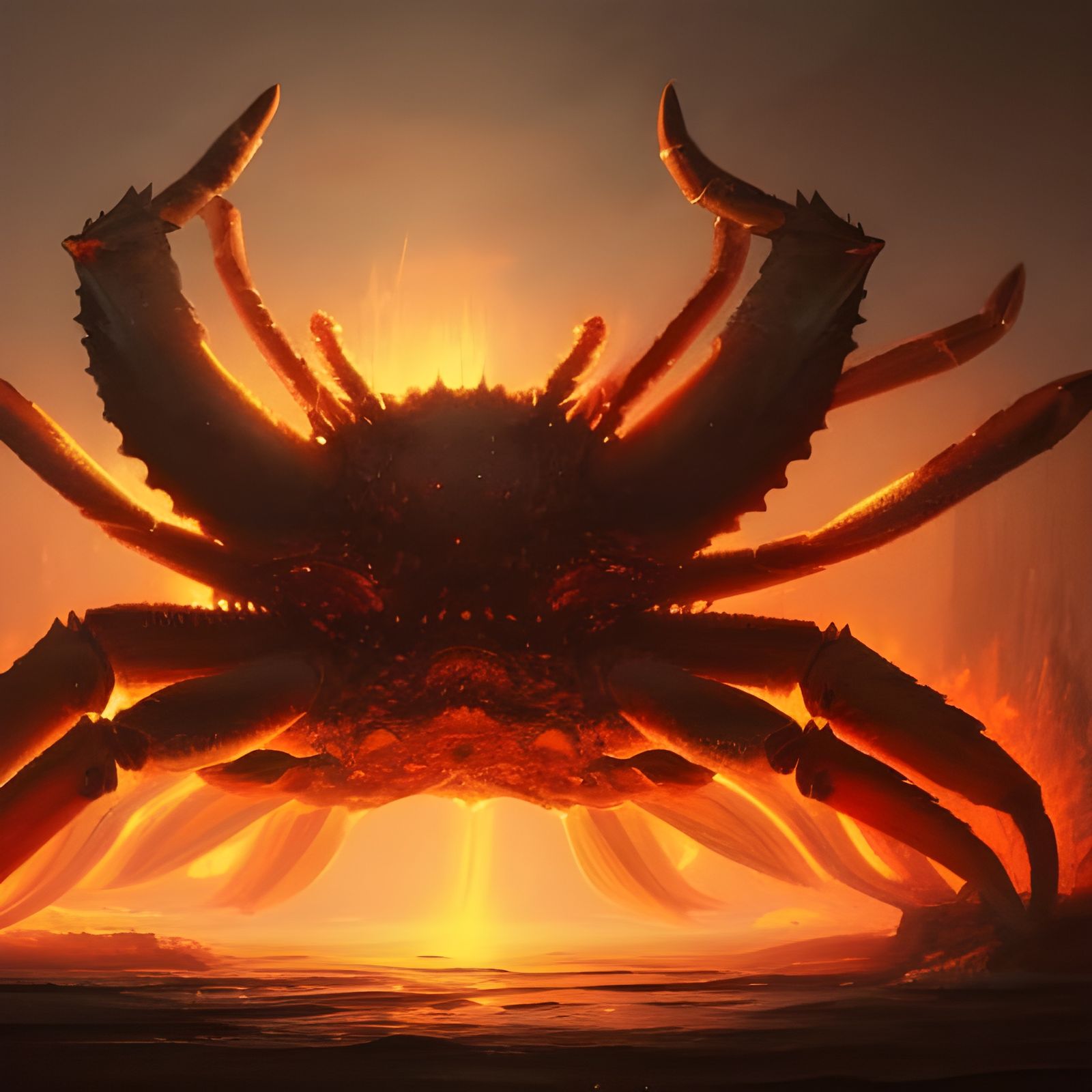 Giant Burning Crab: Dark Fantasy Concept Art