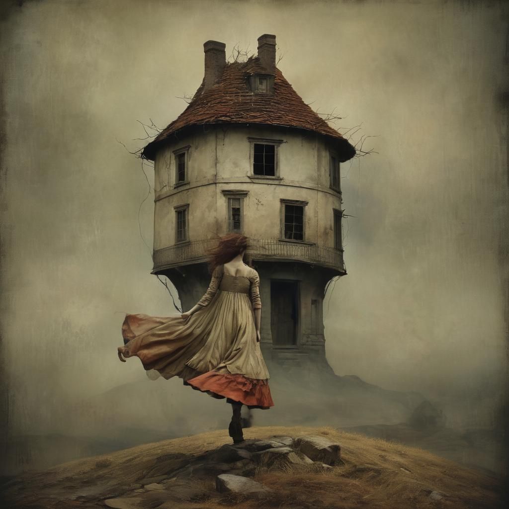 Flame-Hearted Girl Arrives: Surreal Painting