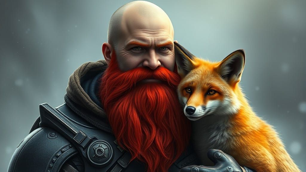 A Heroic Warrior with a Friendly Face in Futuristic Armor