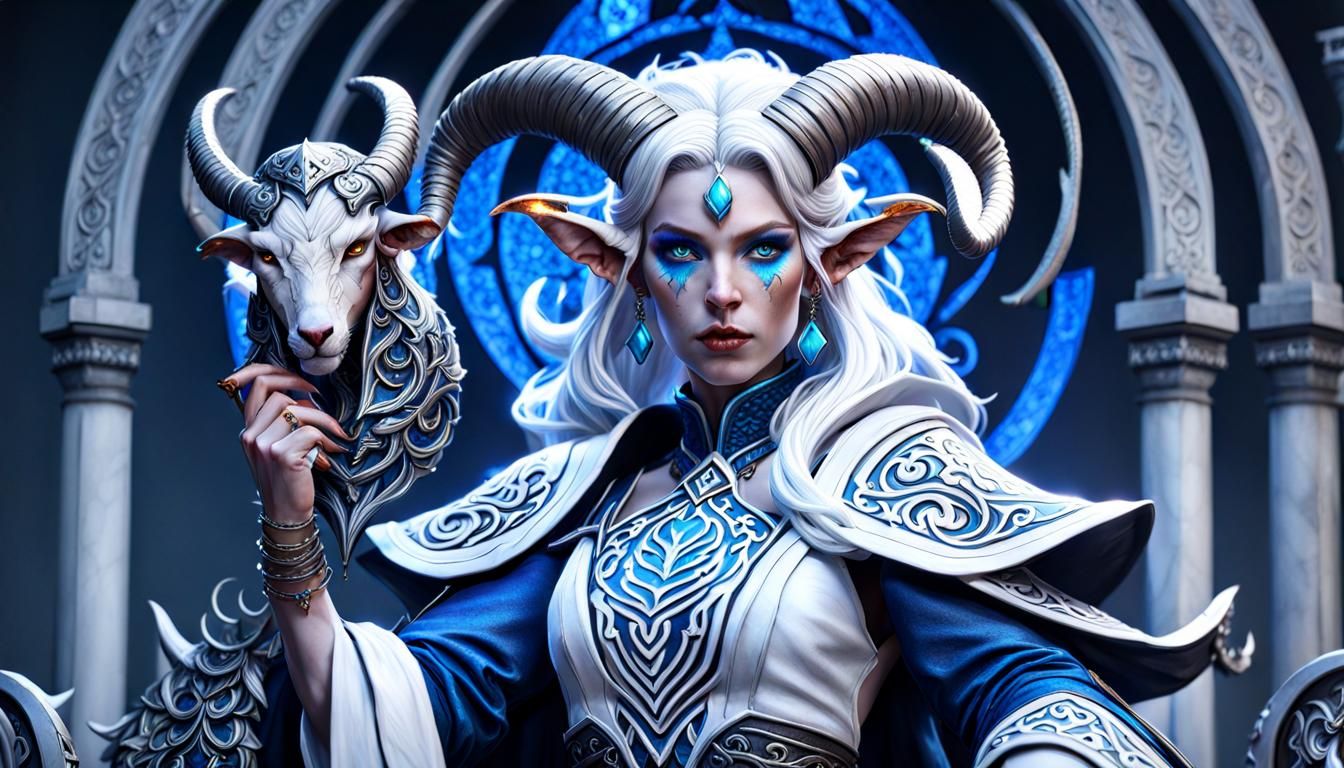 Tiefling Mage Portrait in Hyperrealistic 3D Style