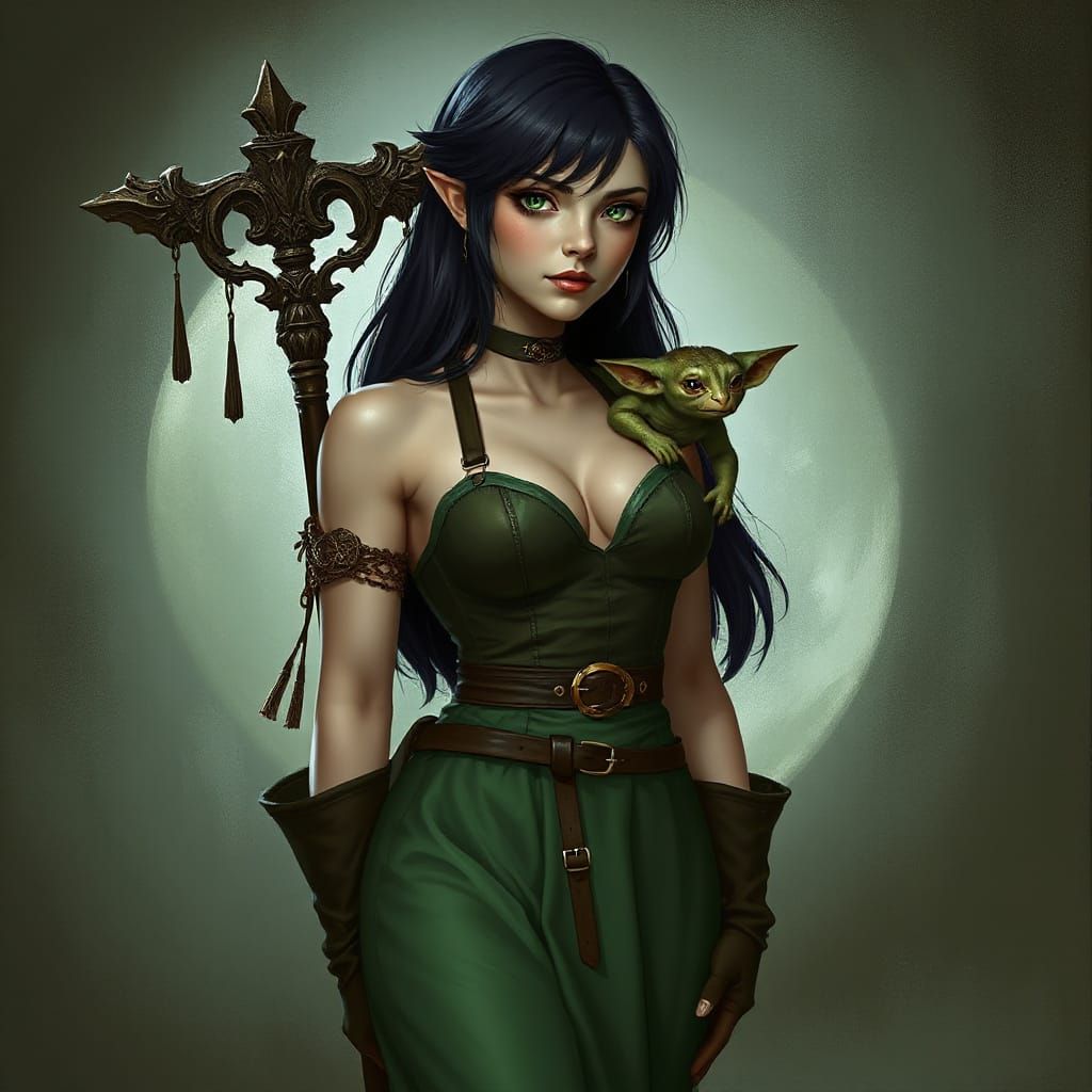 Sorceress with Goblin Companion, Ramos and Tran Style