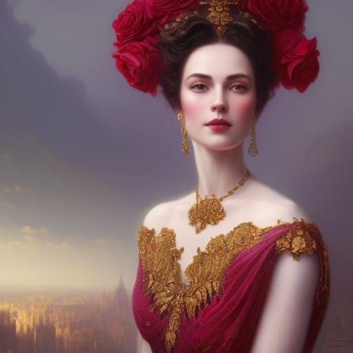 Gilded Age Lady Portrait in Hyperrealistic Style