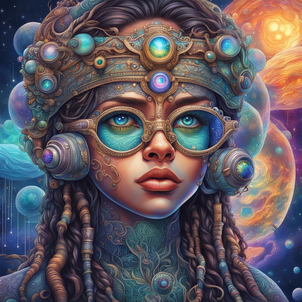 AI Human Portrait in Holographic Watercolor Style