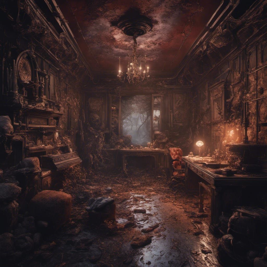 Eerie Candlelit Room in Analog Horror Style