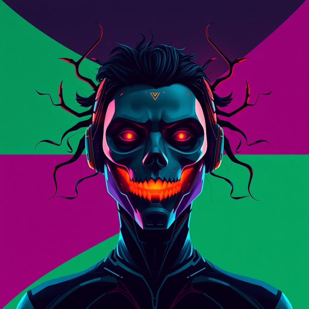 Futuristic Halloween Portrait in Digital Art Style