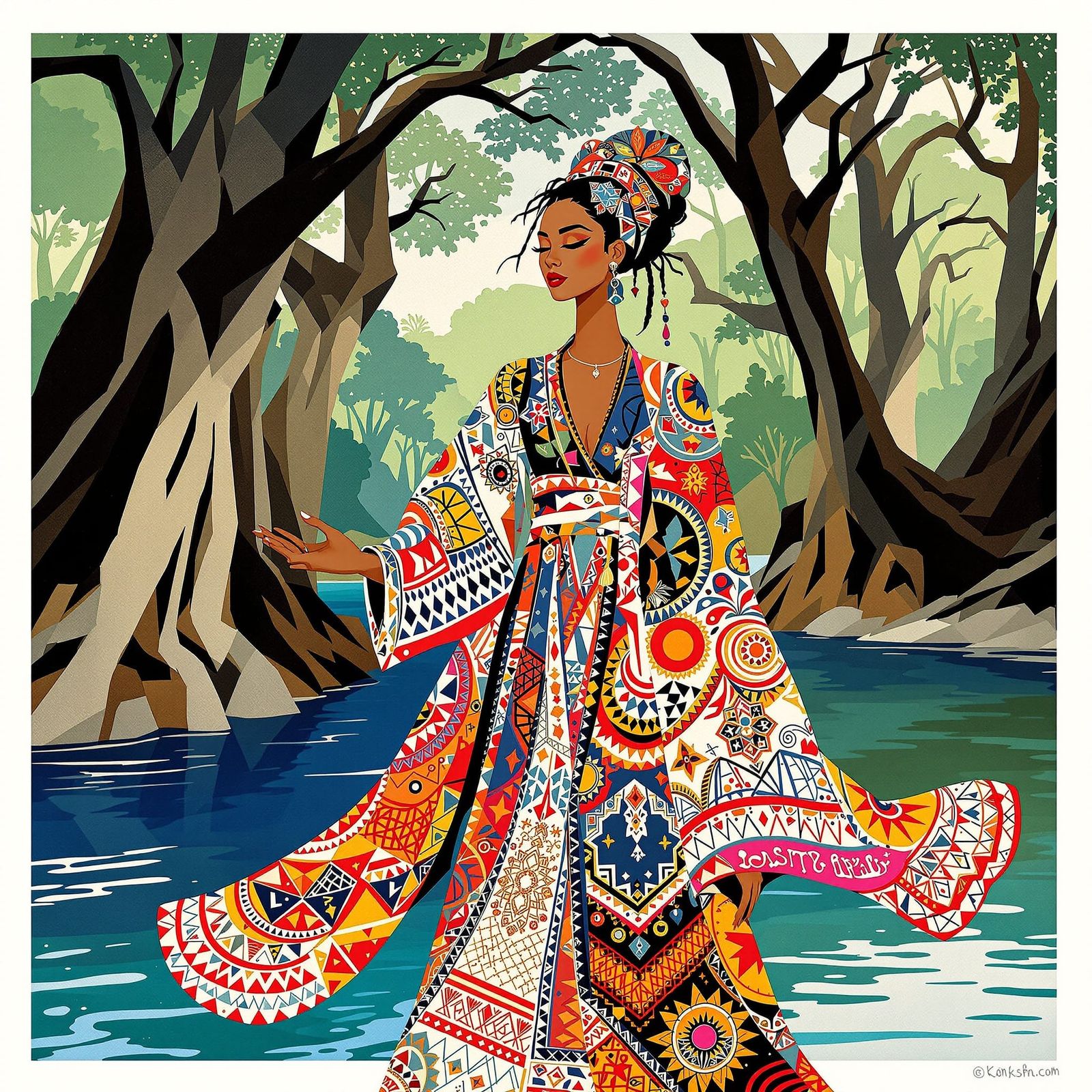 Ethereal Portrait: Woman Embracing Cultural Identity