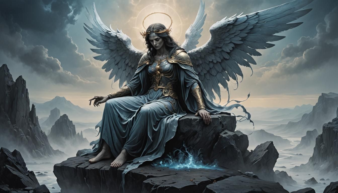 Ominous Angel of Death in Dark Fantasy Illustration