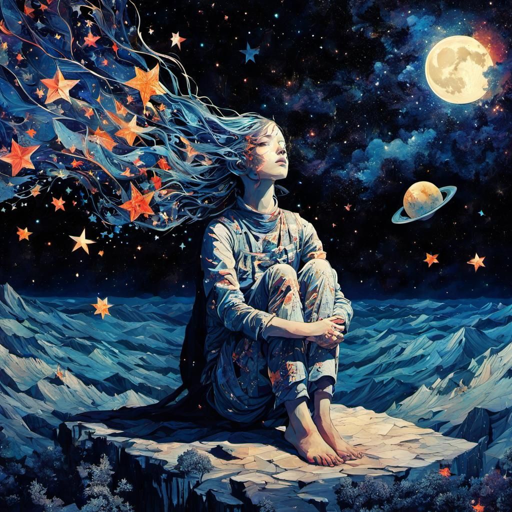 Macabre Starry Night Silhouette Art