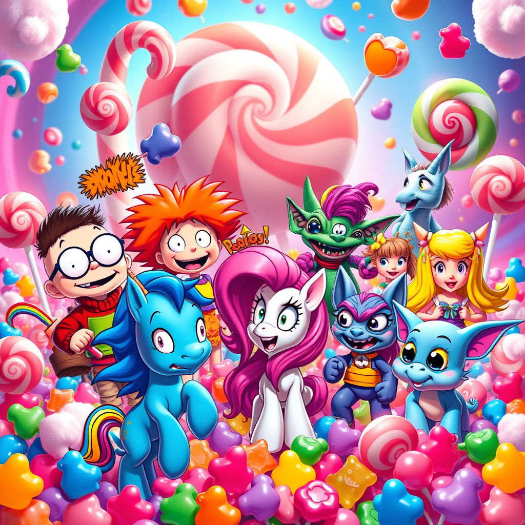 90s Cartoons Meet Candyland in Digital Art