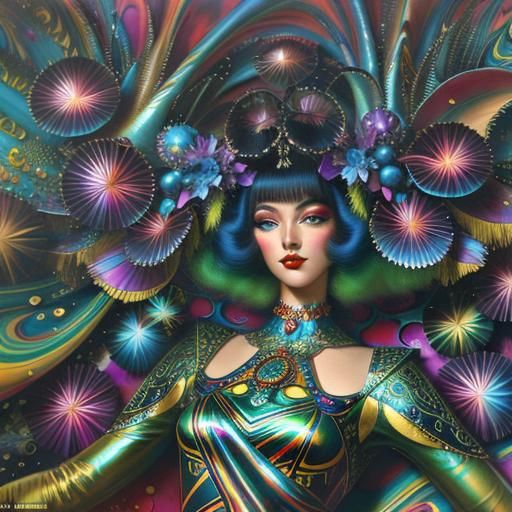 Psychedelic Glamour: A Hyperrealistic 3D Portrait