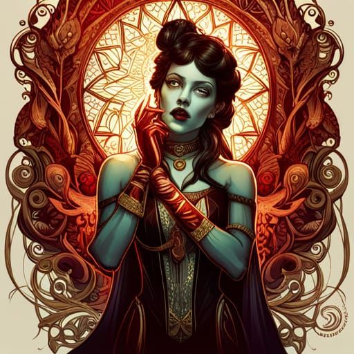 Steampunk Vampire Queen with Luminous Colors