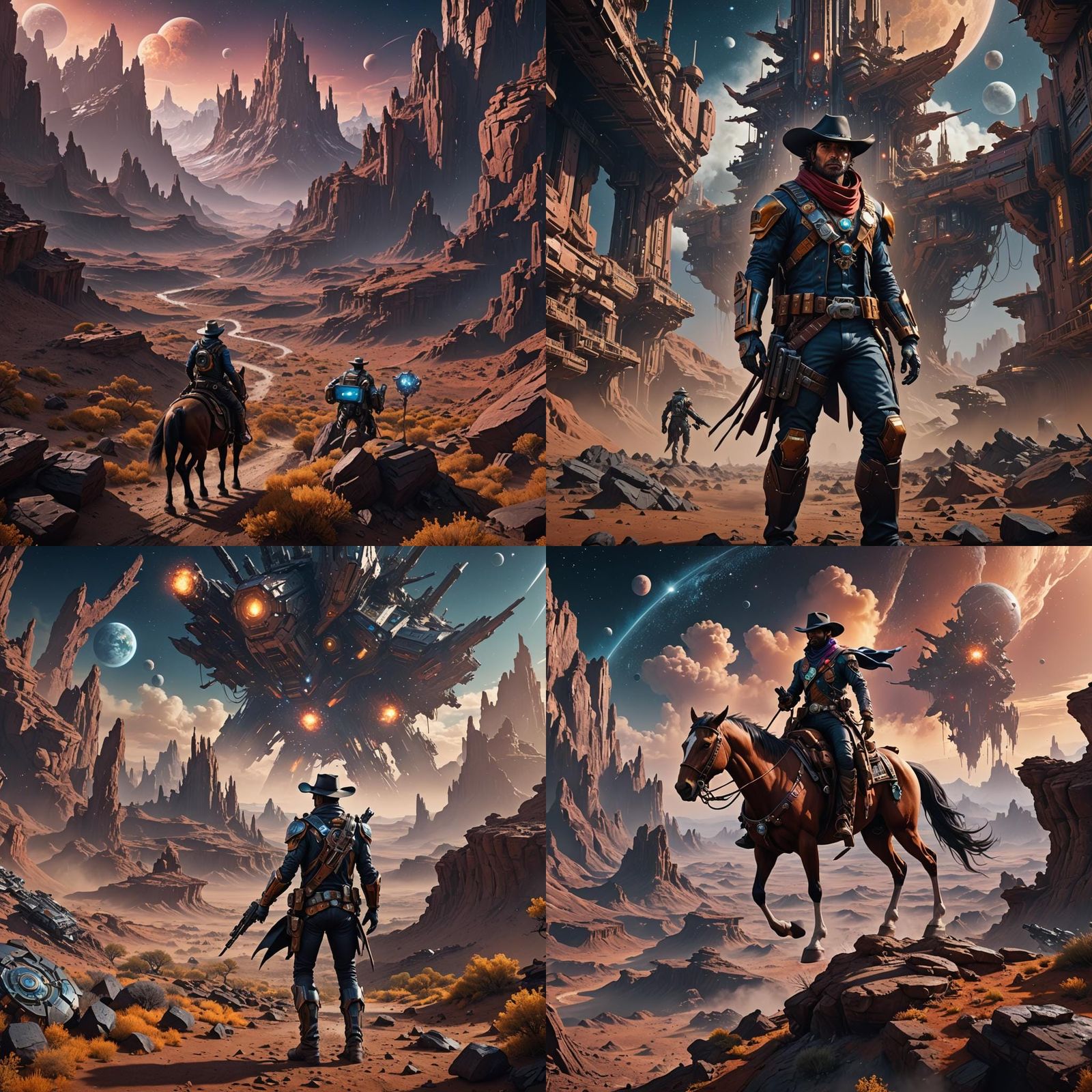 Space Cowboy in Detailed Matte Painting